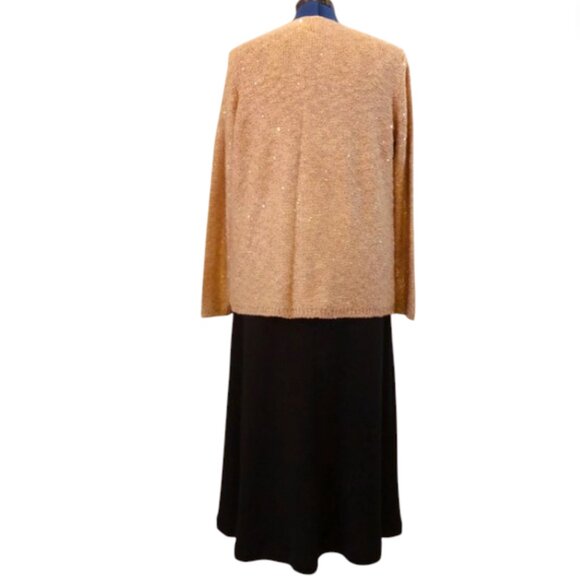 CHICO'S Perfect 4 Holiday! Shimmery Gold HiLo Pullover Knit Sweater Sequins - Picture 5 of 11